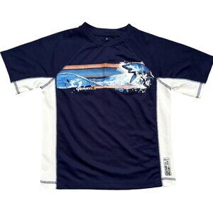 Gerry Navy White Shark Ocean Graphic Swim Raglan Rashguard UPF 50+ Size 8